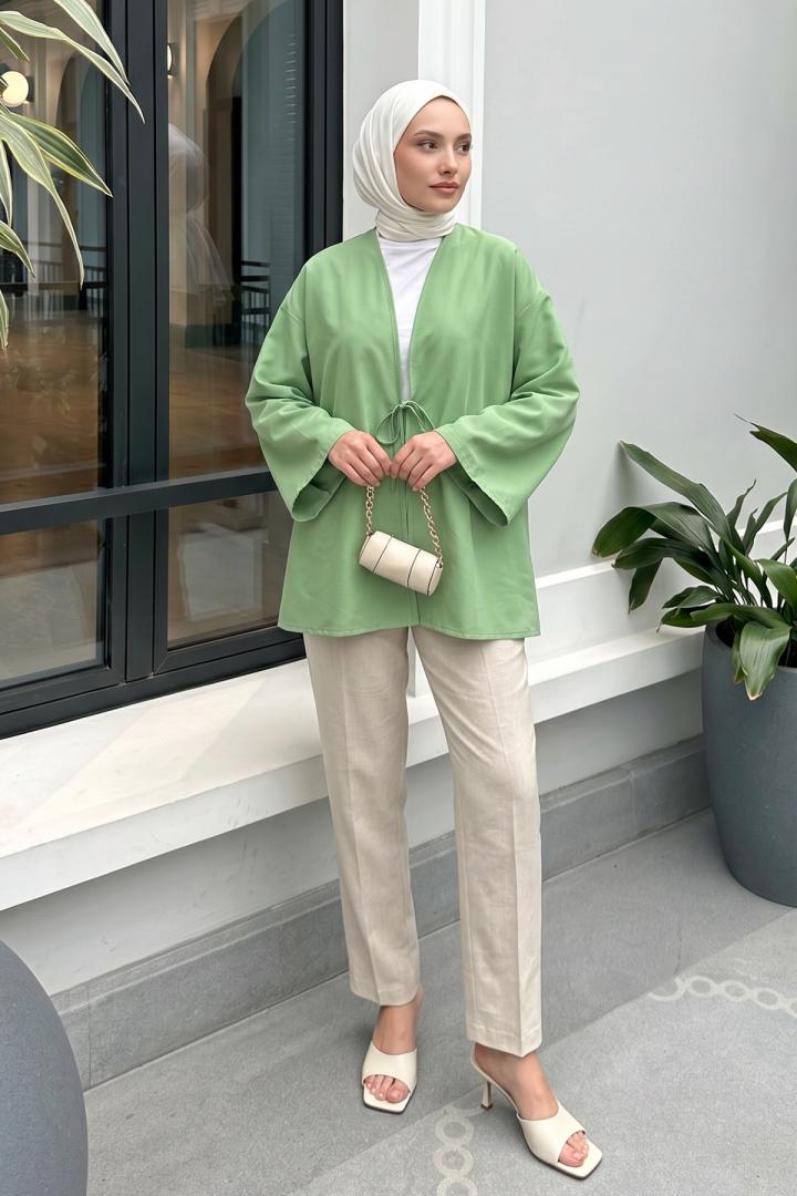 İp Bağcıklı Kimono 40046 - YEŞİL |  