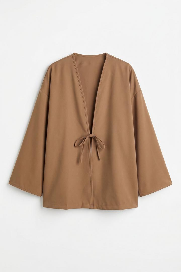 İp Bağcıklı Kimono 40046 - VİZON |  
