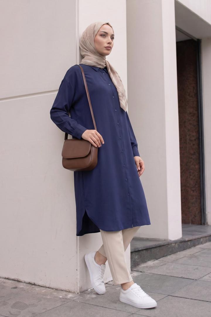 Basic Klasik Uzun Tunik 4061 - LACİVERT |  