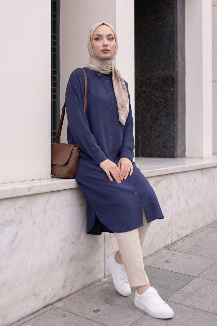 Basic Klasik Uzun Tunik 4061 - LACİVERT |  