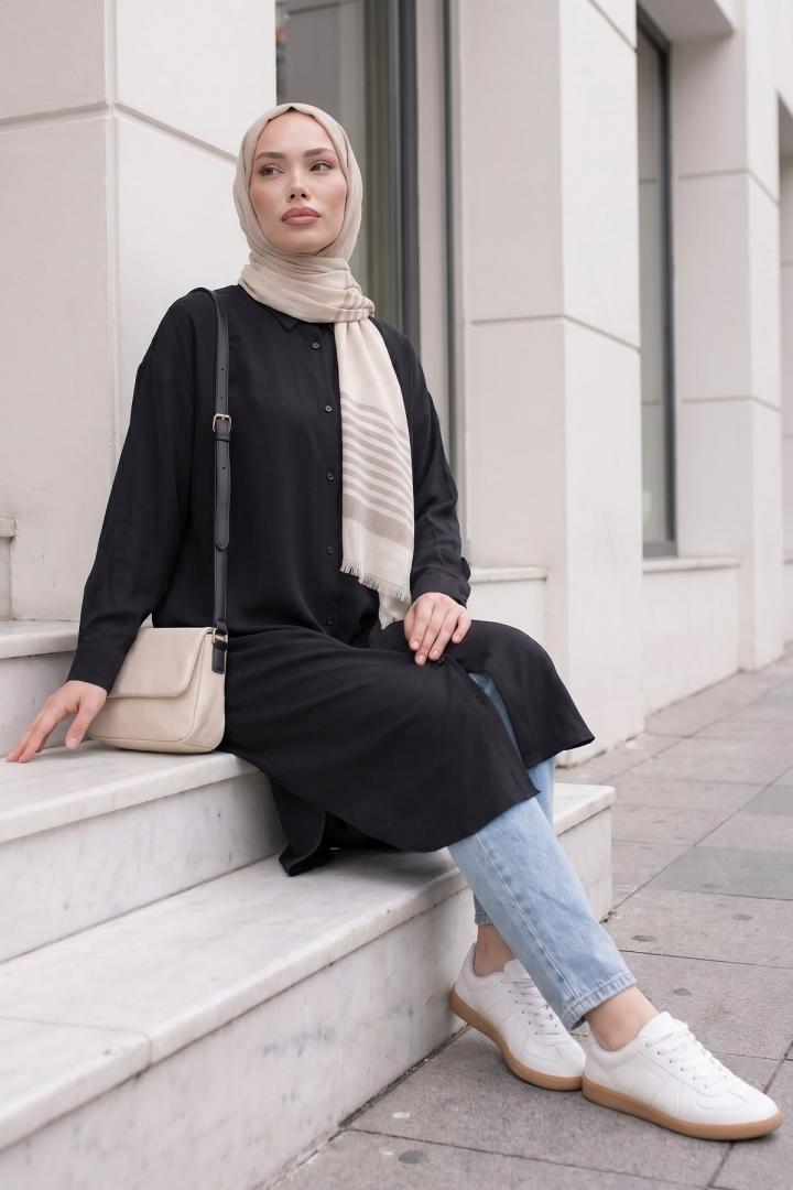 Basic Klasik Uzun Tunik 4061 - SİYAH |  