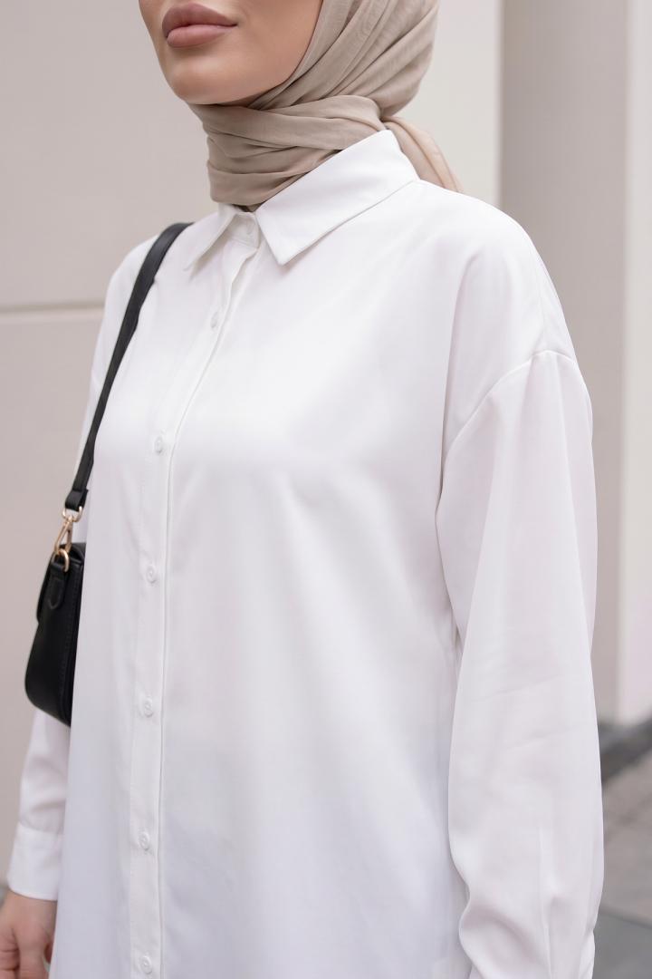 Basic Klasik Uzun Tunik 4061 - BEYAZ |  