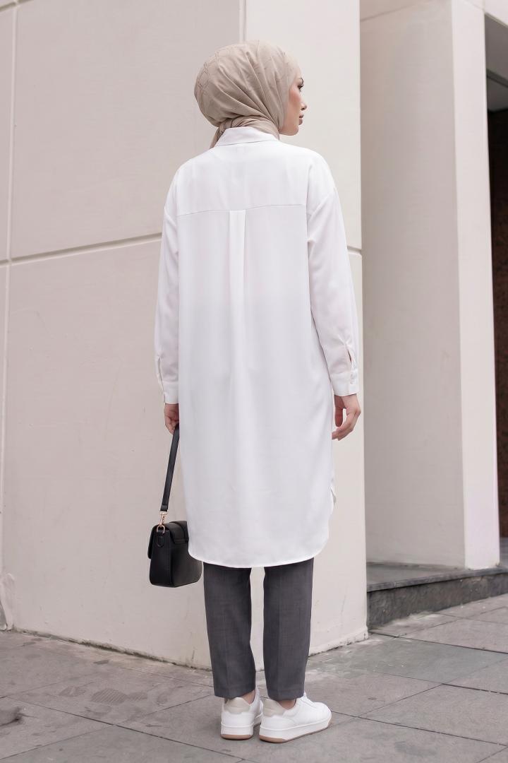 Basic Klasik Uzun Tunik 4061 - BEYAZ |  