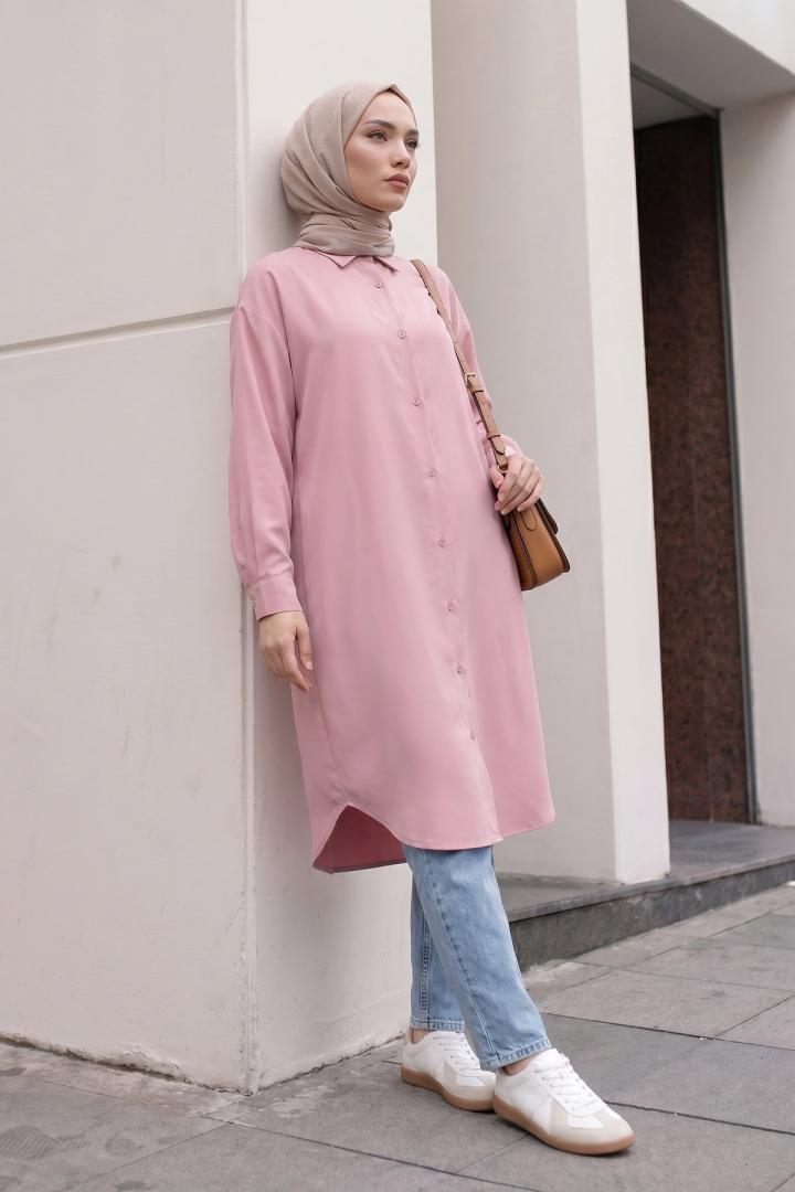 Basic Klasik Uzun Tunik 4061 - PUDRA PEMBE |  
