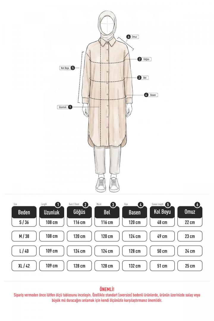 Basic Klasik Uzun Tunik 4061 - TAŞ RENGİ |  