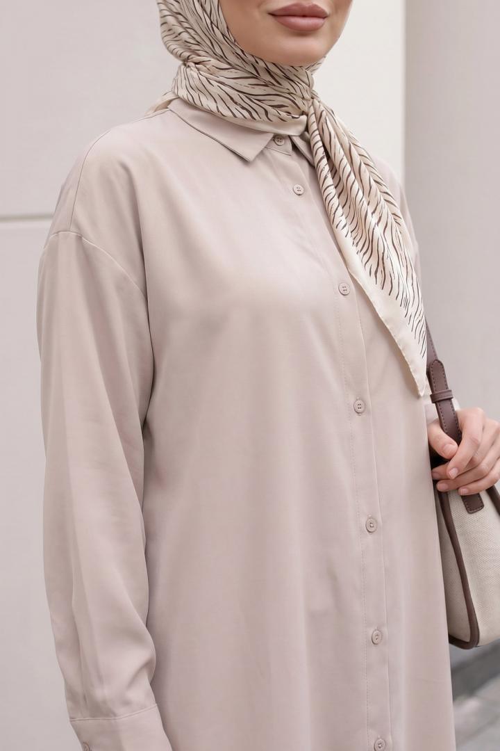 Basic Klasik Uzun Tunik 4061 - TAŞ RENGİ |  