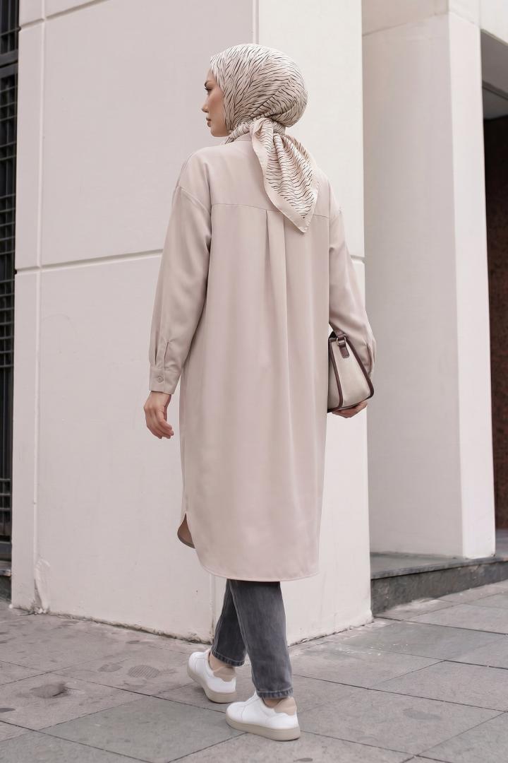 Basic Klasik Uzun Tunik 4061 - TAŞ RENGİ |  
