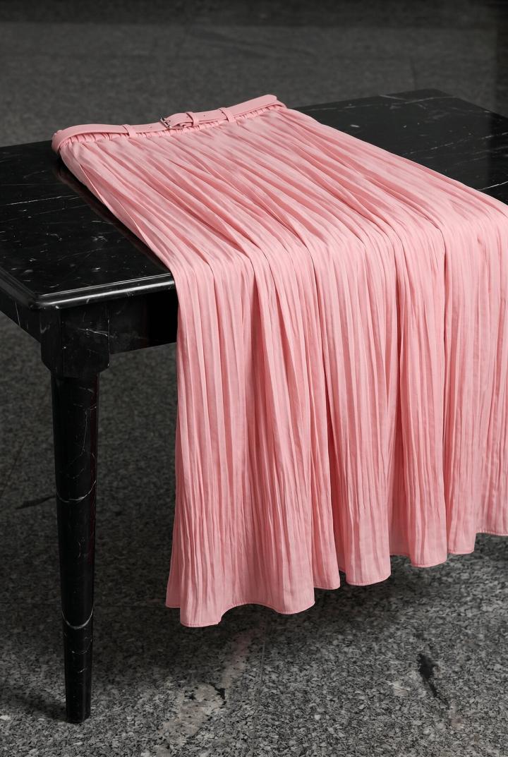 Kemerli Kraş Etek Y0148 - PEMBE |  