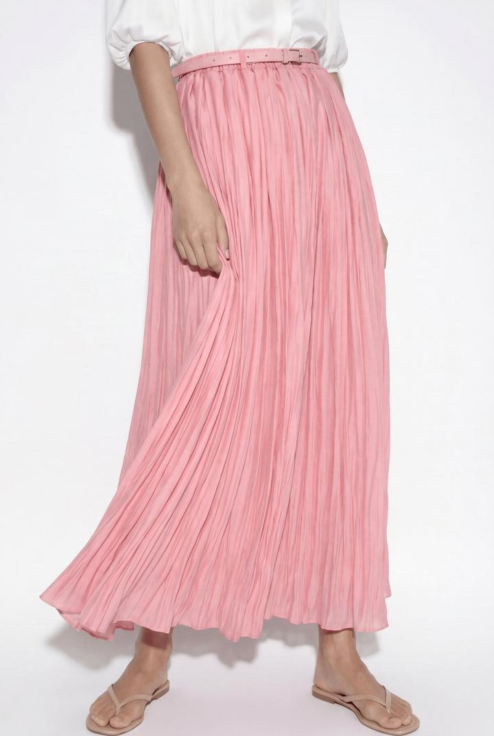 Kemerli Kraş Etek Y0148 - PEMBE |  