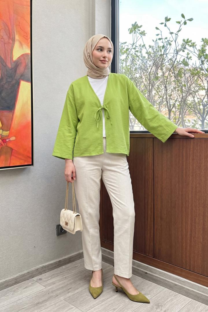 Tek bağcıklı Kimono 2346 - YAĞ YEŞİLİ |  