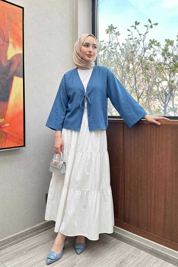 Tek bağcıklı Kimono 2346 - İNDİGO MAVİSİ |  