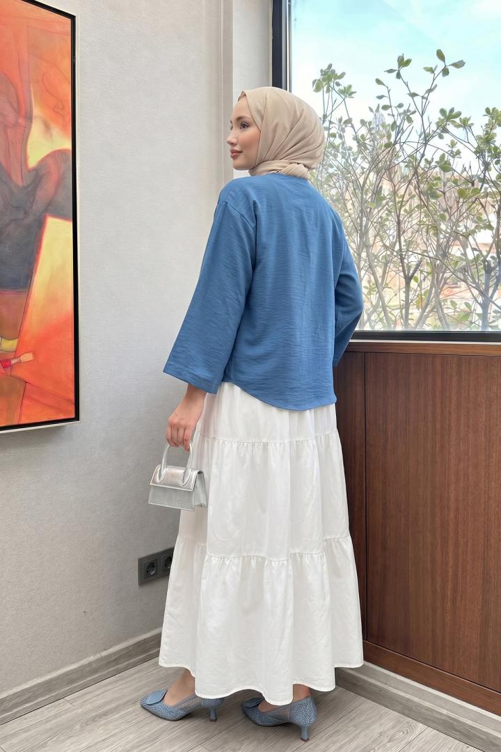 Tek bağcıklı Kimono 2346 - İNDİGO MAVİSİ |  