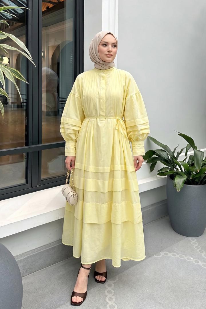 Vual Pile Elbise 255037 - SARI |  