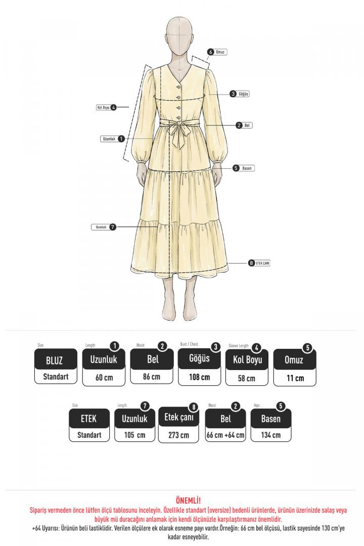 Bağlamalı Etekli Takım Y0149 - KREM |  