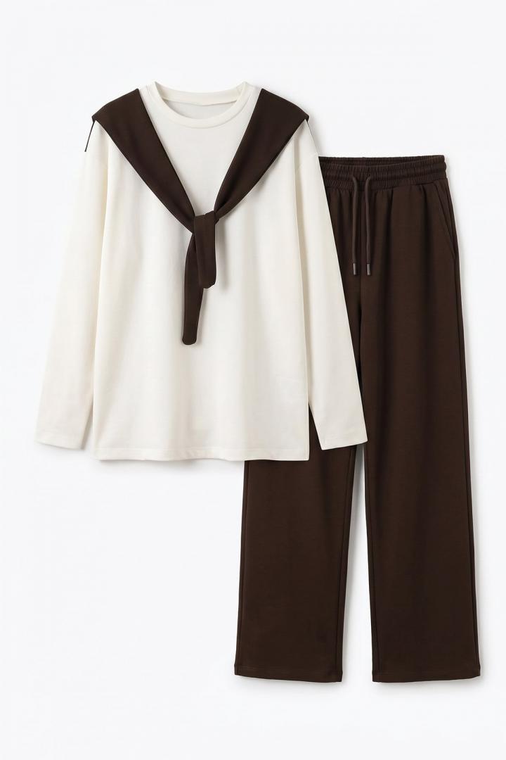 Drape Duo Takım 263006 - KOYU KAHVE |  