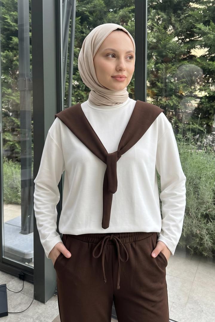 Drape Duo Takım 263006 - KOYU KAHVE |  