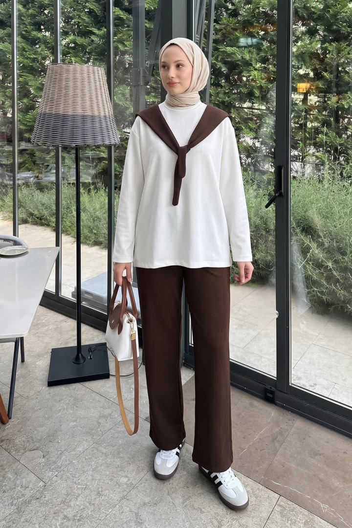 Drape Duo Takım 263006 - KOYU KAHVE |  