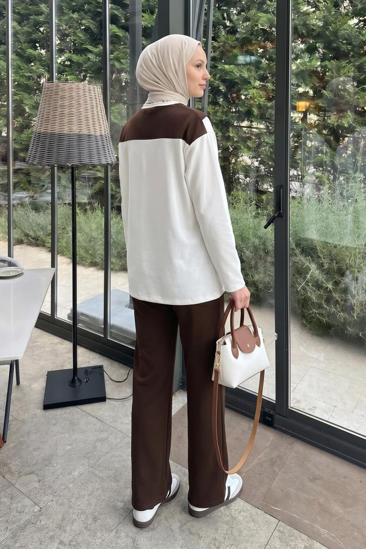 Drape Duo Takım 263006 - KOYU KAHVE |  