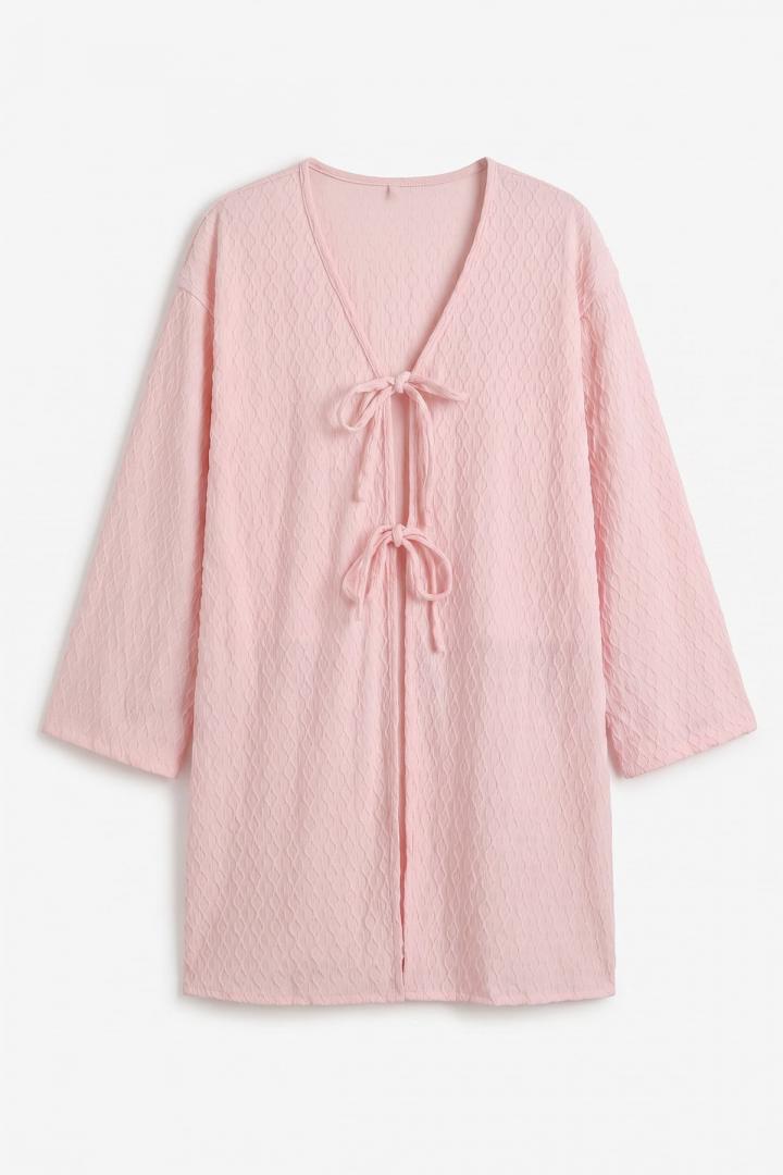 Desenli Uzun Kimono 2374 - AÇIK PEMBE |  