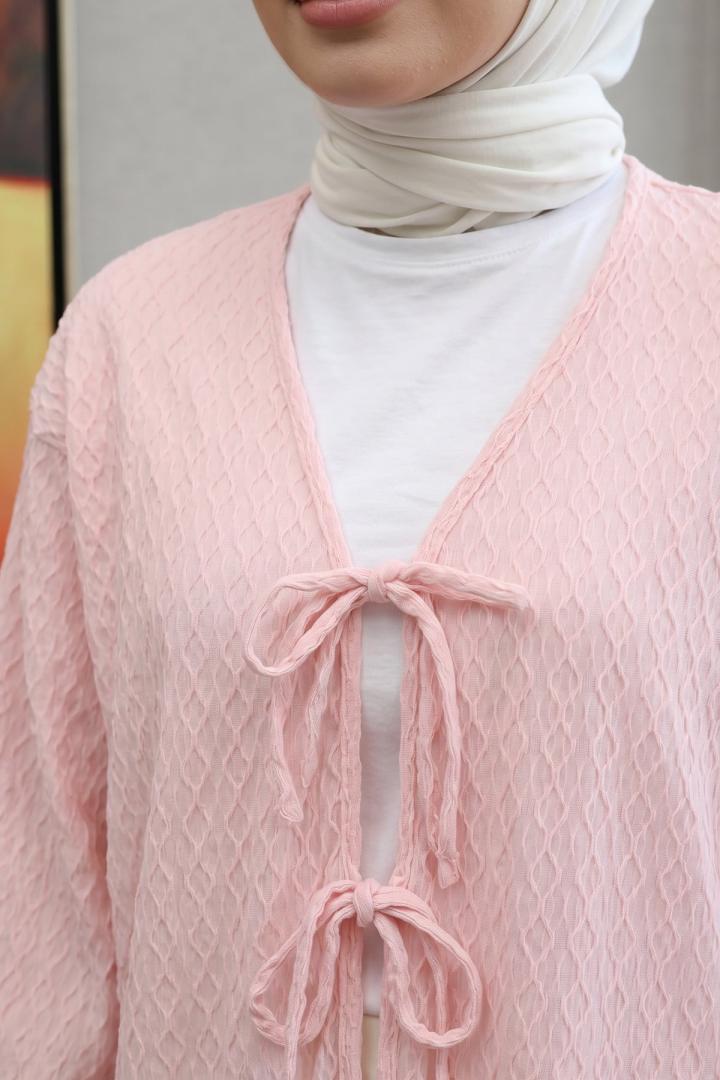 Desenli Uzun Kimono 2374 - AÇIK PEMBE |  