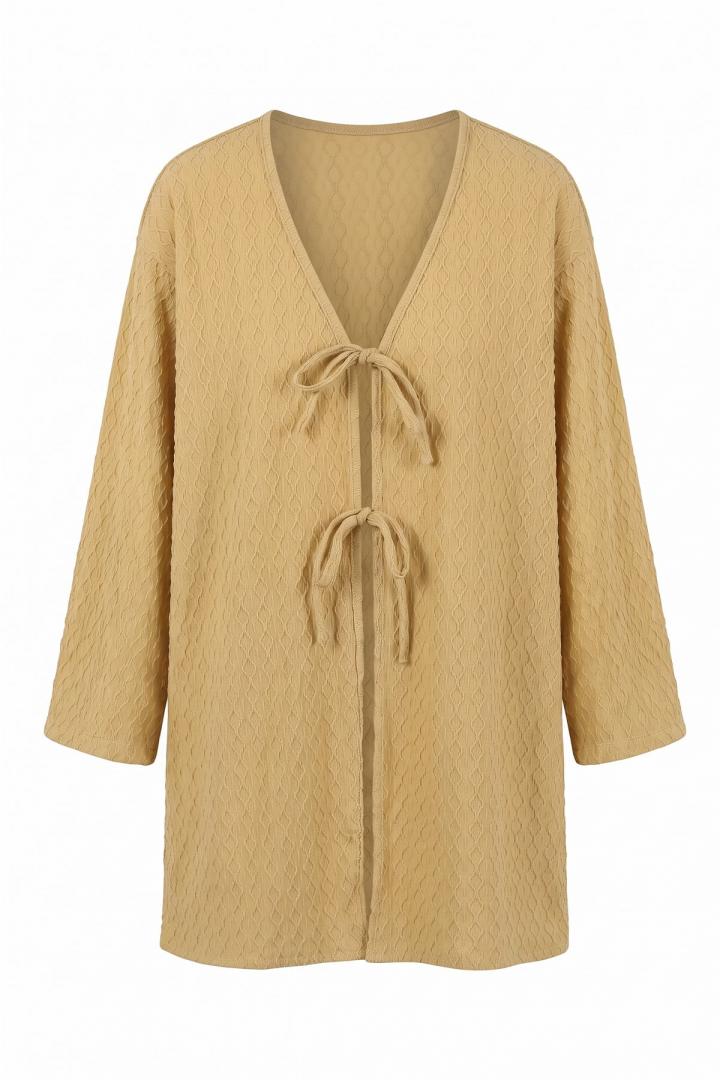 Desenli Uzun Kimono 2374 - BUĞDAY RENGİ |  