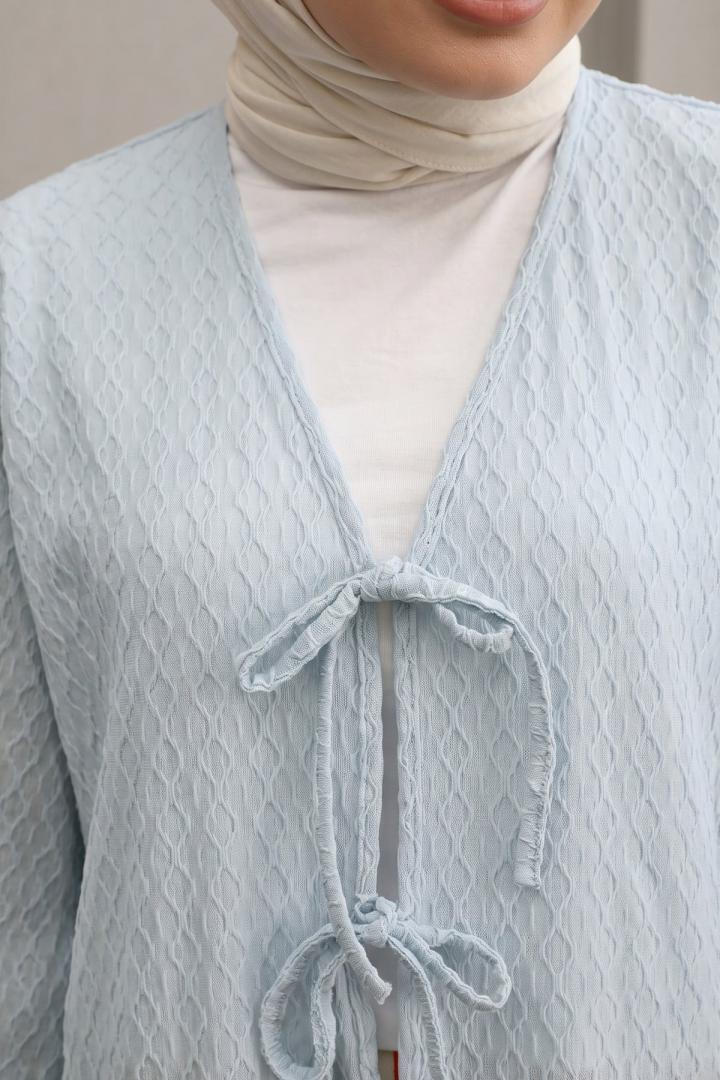 Desenli Uzun Kimono 2374 - BEBE MAVİSİ |  
