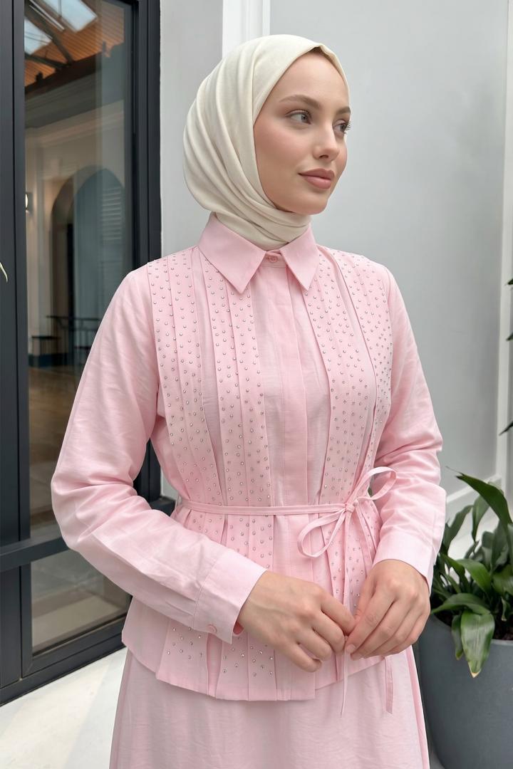 Taş Detaylı Takım 494004 - AÇIK PEMBE |  