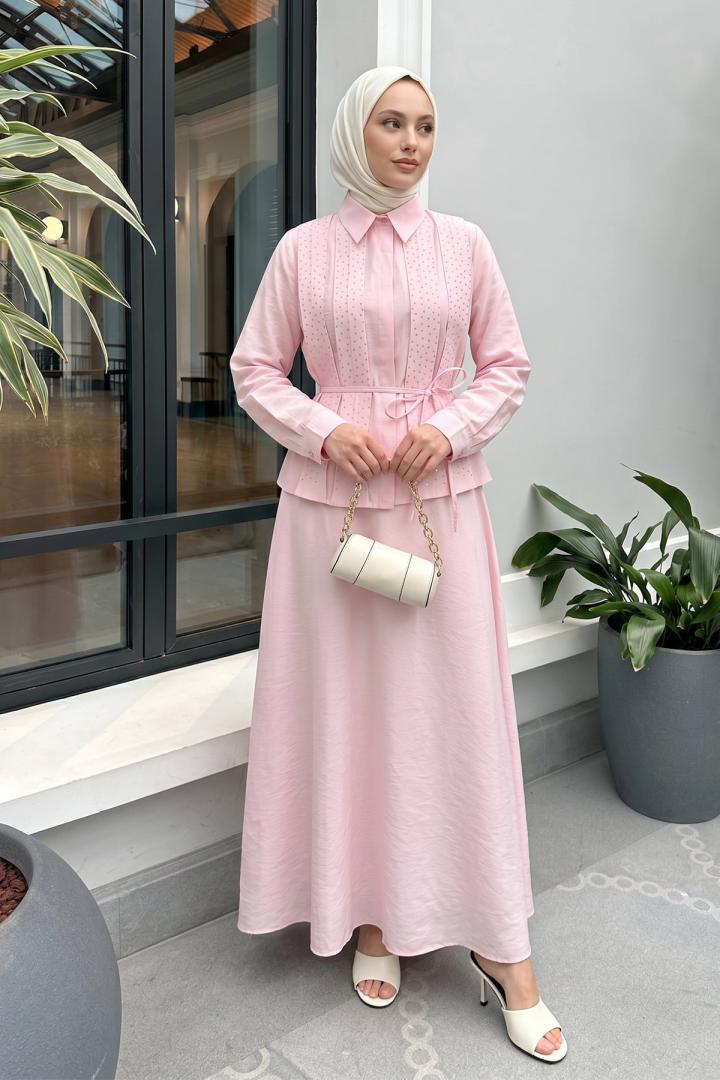 Taş Detaylı Takım 494004 - AÇIK PEMBE |  