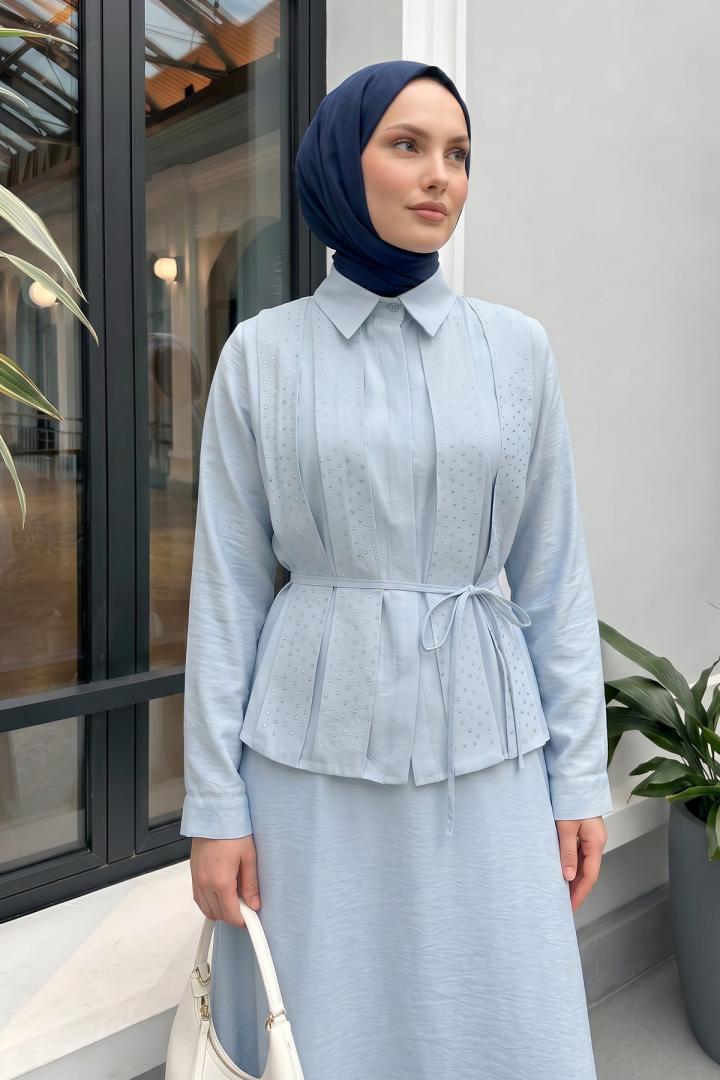 Taş Detaylı Takım 494004 - BEBE MAVİSİ |  