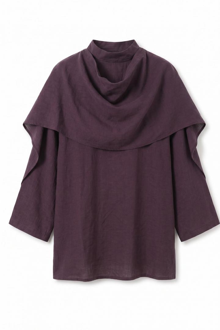 Şal Detaylı Tunik Y0151 - KOYU MÜRDÜM |  