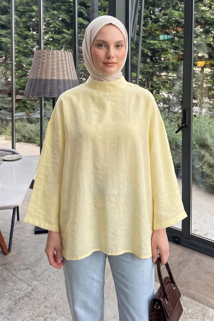 Şal Detaylı Tunik Y0151 - AÇIK SARI |  