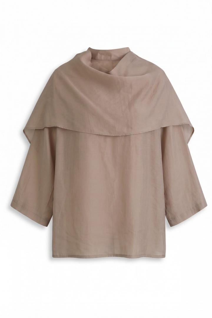Şal Detaylı Tunik Y0151 - VİZON |  