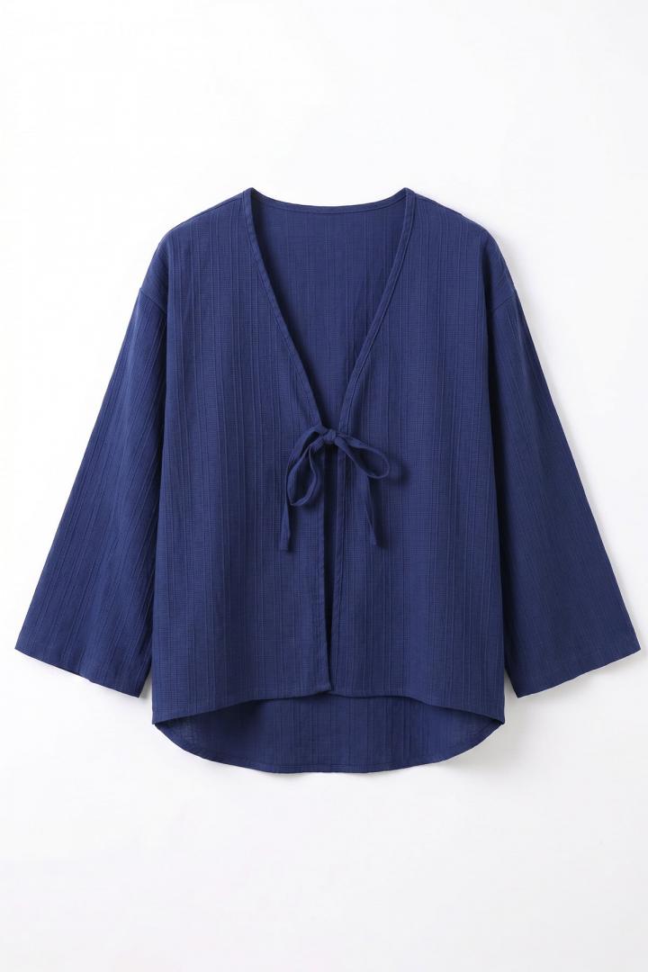 Çizgi Desenli Kimono 2359 - LACİVERT |  