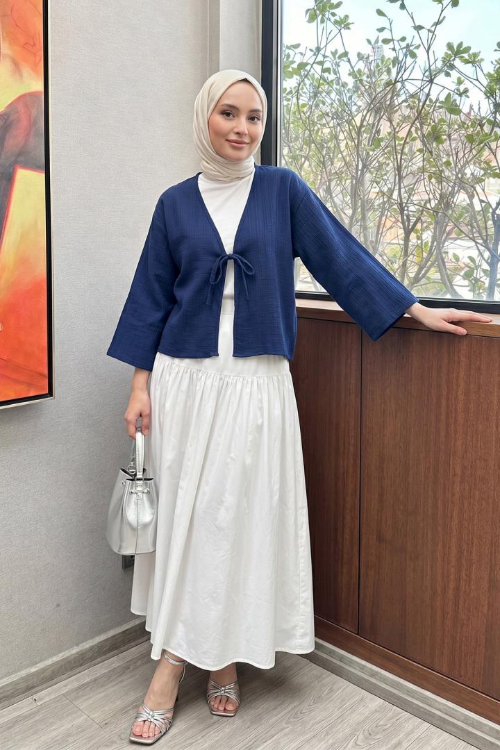 Çizgi Desenli Kimono 2359 - LACİVERT |  