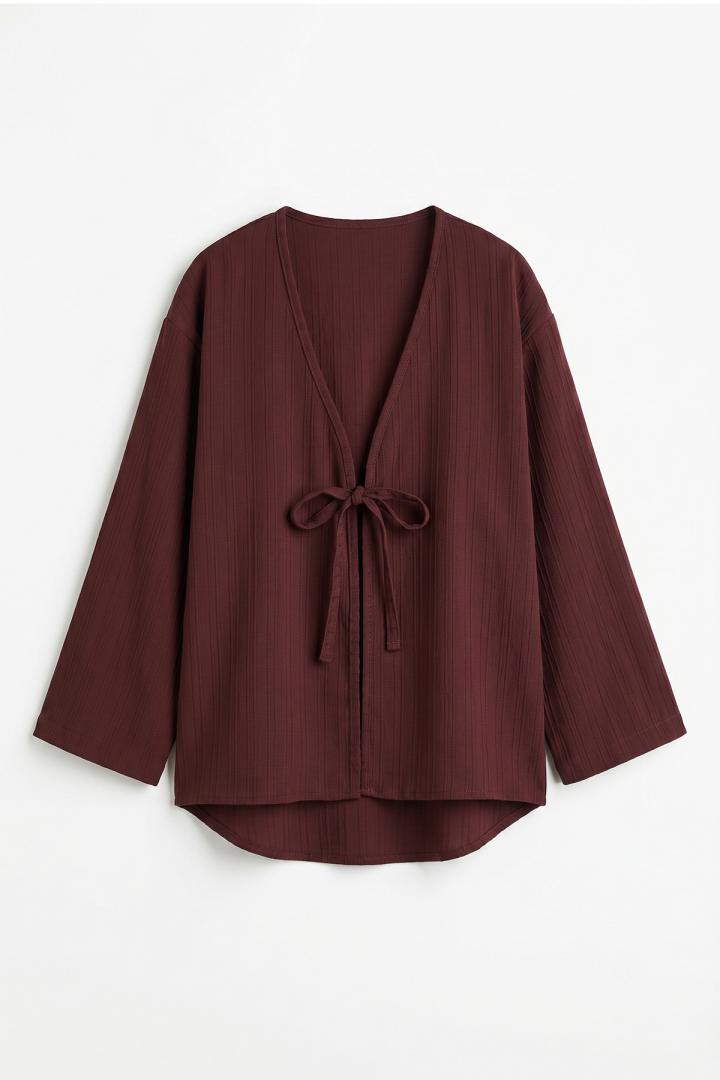 Çizgi Desenli Kimono 2359 - BORDO |  