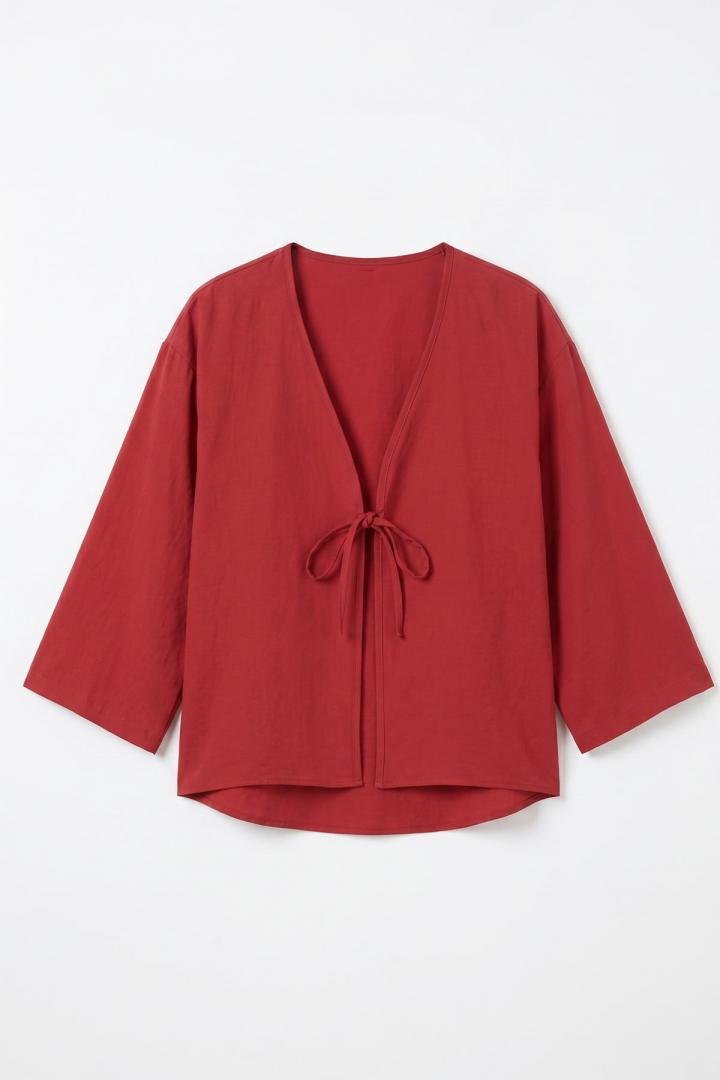 İp Bağcıklı Kimono 2362 - KIRMIZI |  