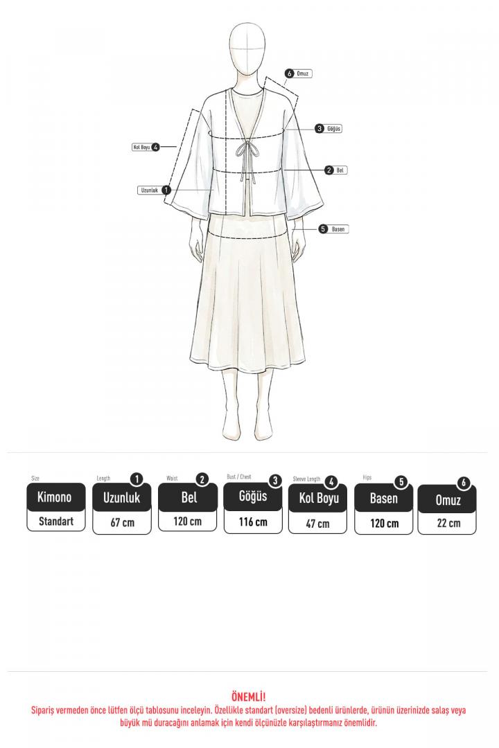 İp Bağcıklı Kimono 2362 - KIRMIZI |  