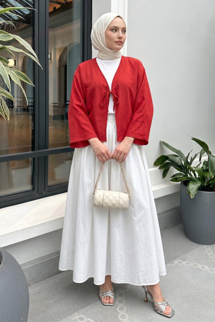 İp Bağcıklı Kimono 2362 - KIRMIZI |  
