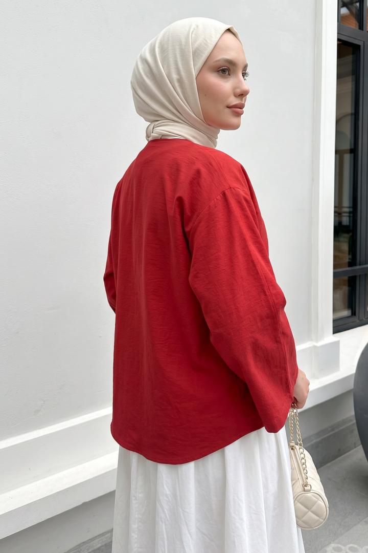 İp Bağcıklı Kimono 2362 - KIRMIZI |  