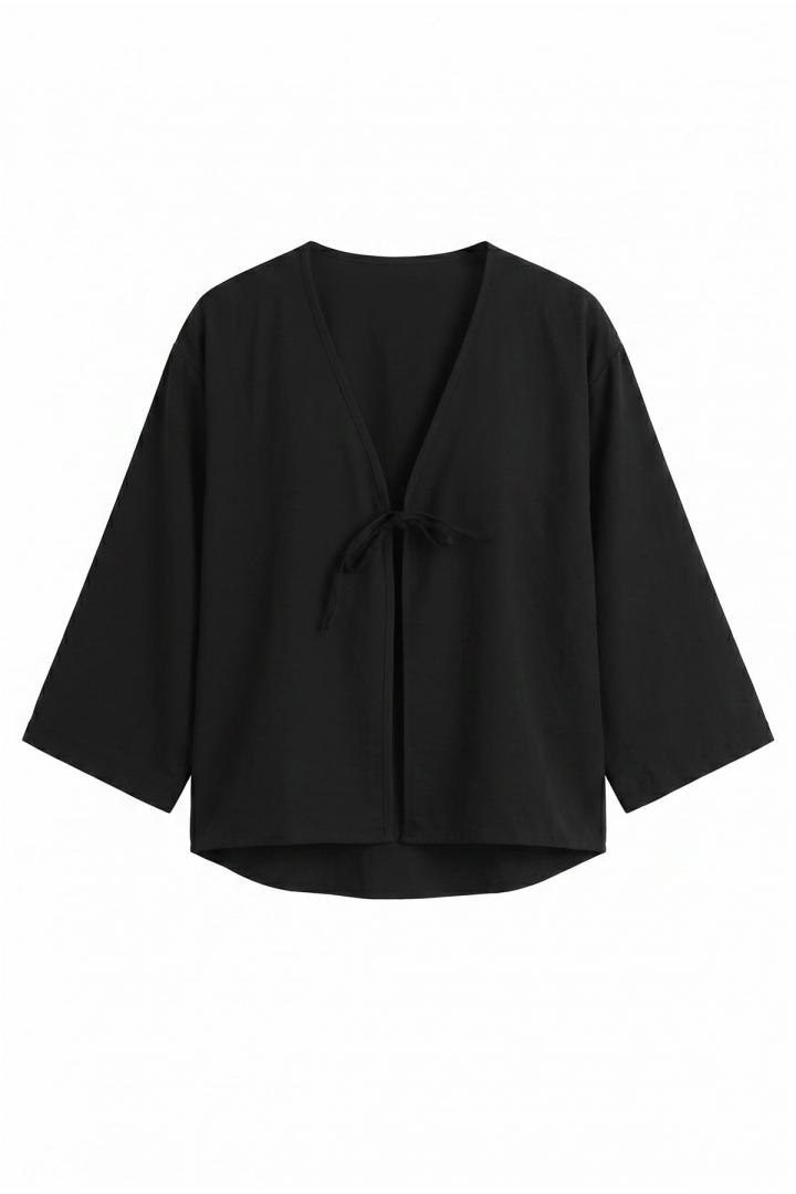 İp Bağcıklı Kimono 2362 - SİYAH |  