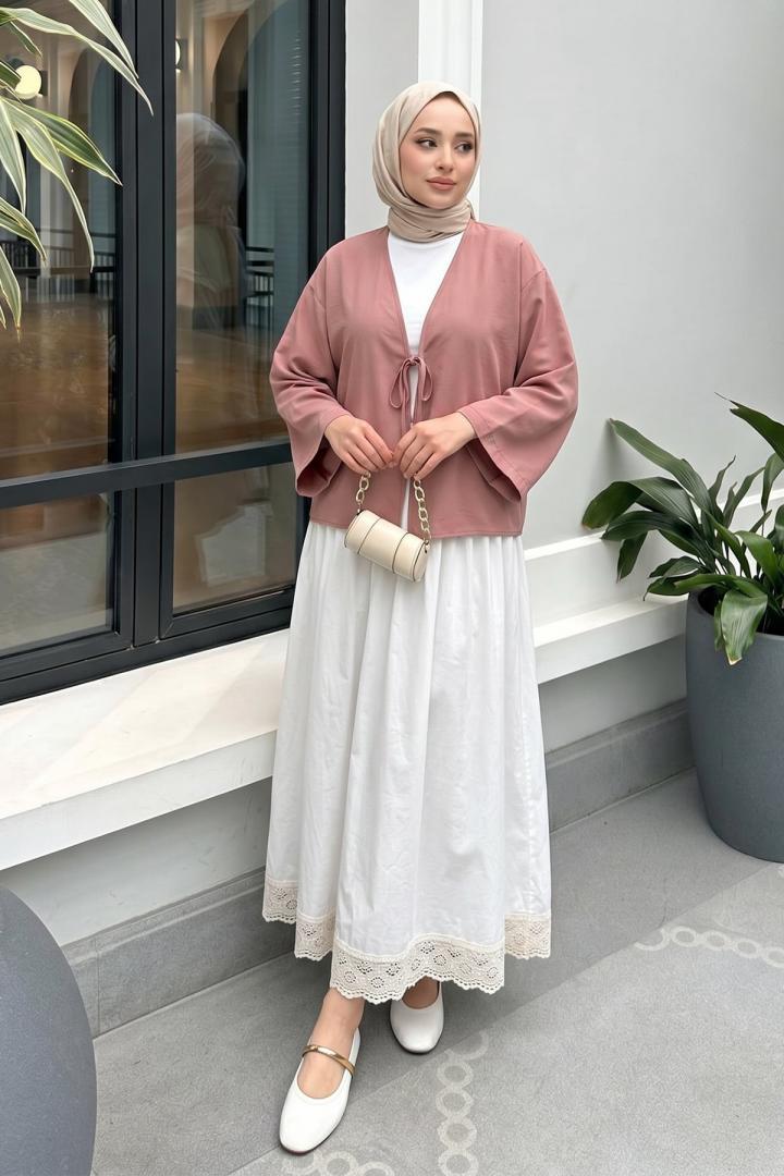 İp Bağcıklı Kimono 2362 - PUDRA RENGİ |  