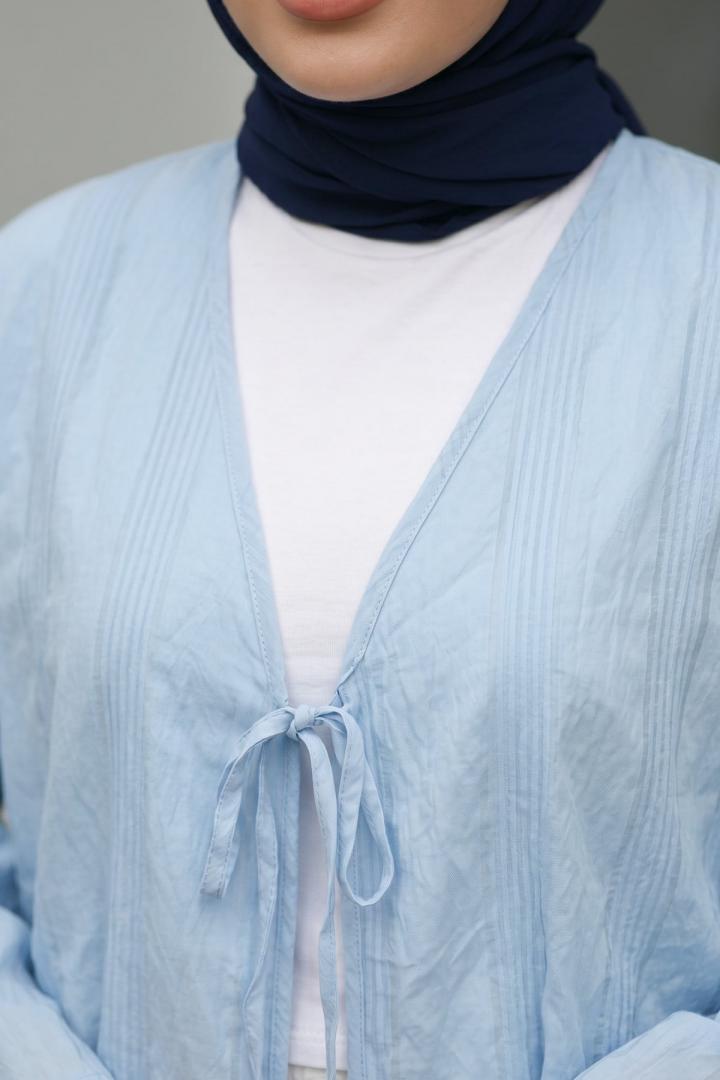 Dokulu Bağcıklı Kimono 2361 - BEBE MAVİSİ |  