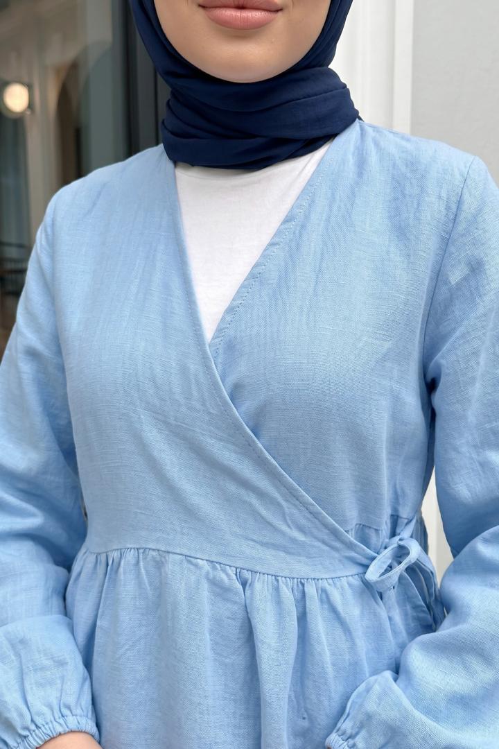 Çapraz Bağlamalı Kimono 43458 - BEBE MAVİSİ | Salih Çelebi 