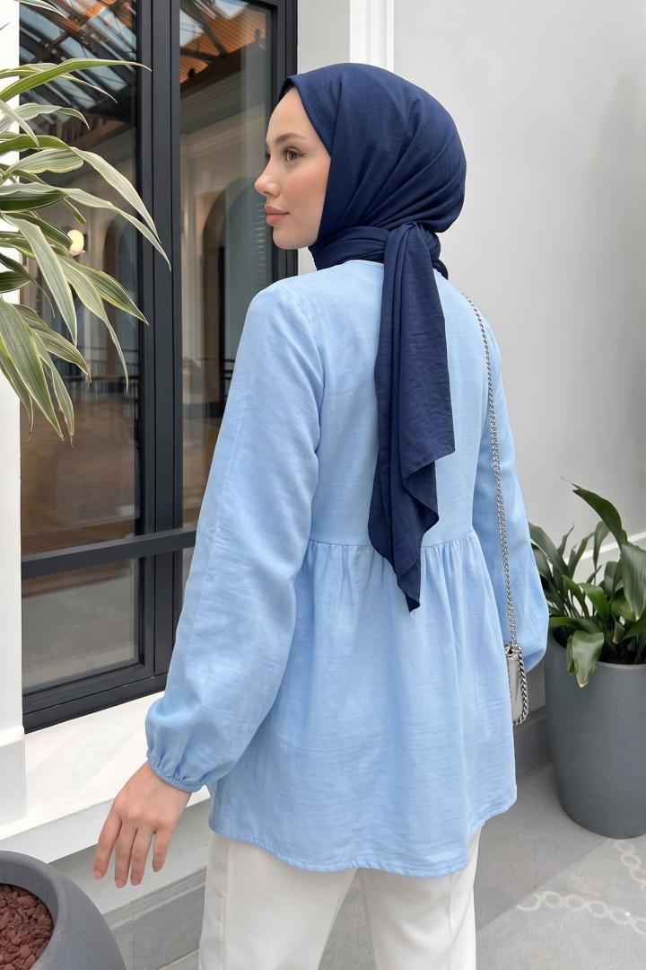 Çapraz Bağlamalı Kimono 43458 - BEBE MAVİSİ | Salih Çelebi 