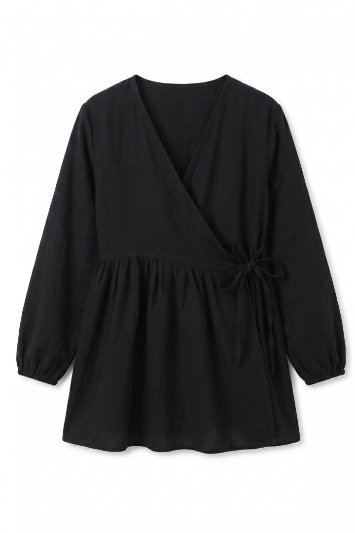 Çapraz Bağlamalı Kimono 43458 - SİYAH | Salih Çelebi 