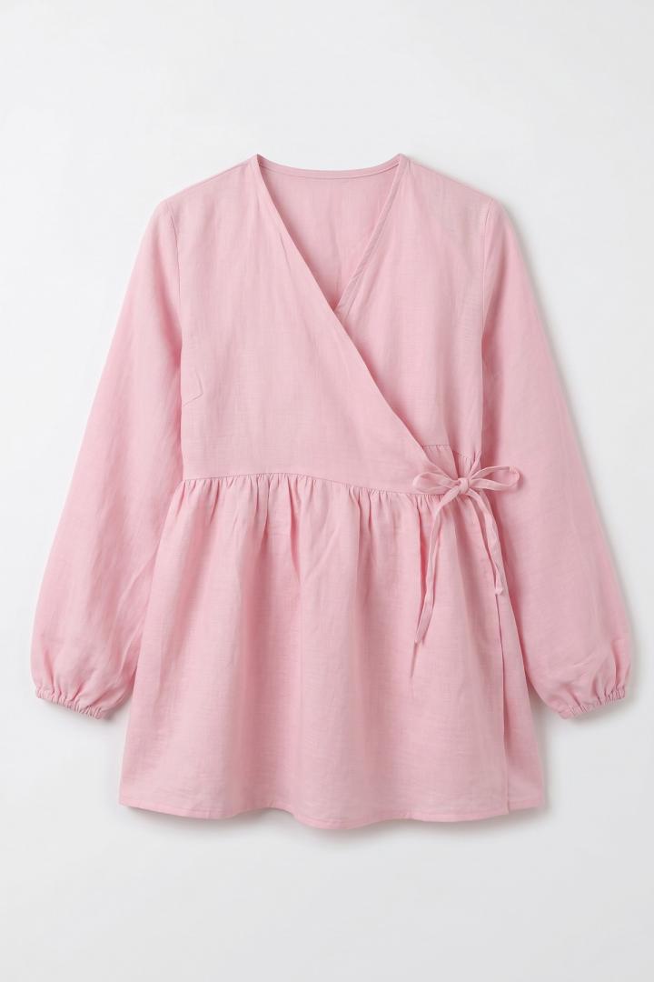 Çapraz Bağlamalı Kimono 43458 - AÇIK PEMBE | Salih Çelebi 