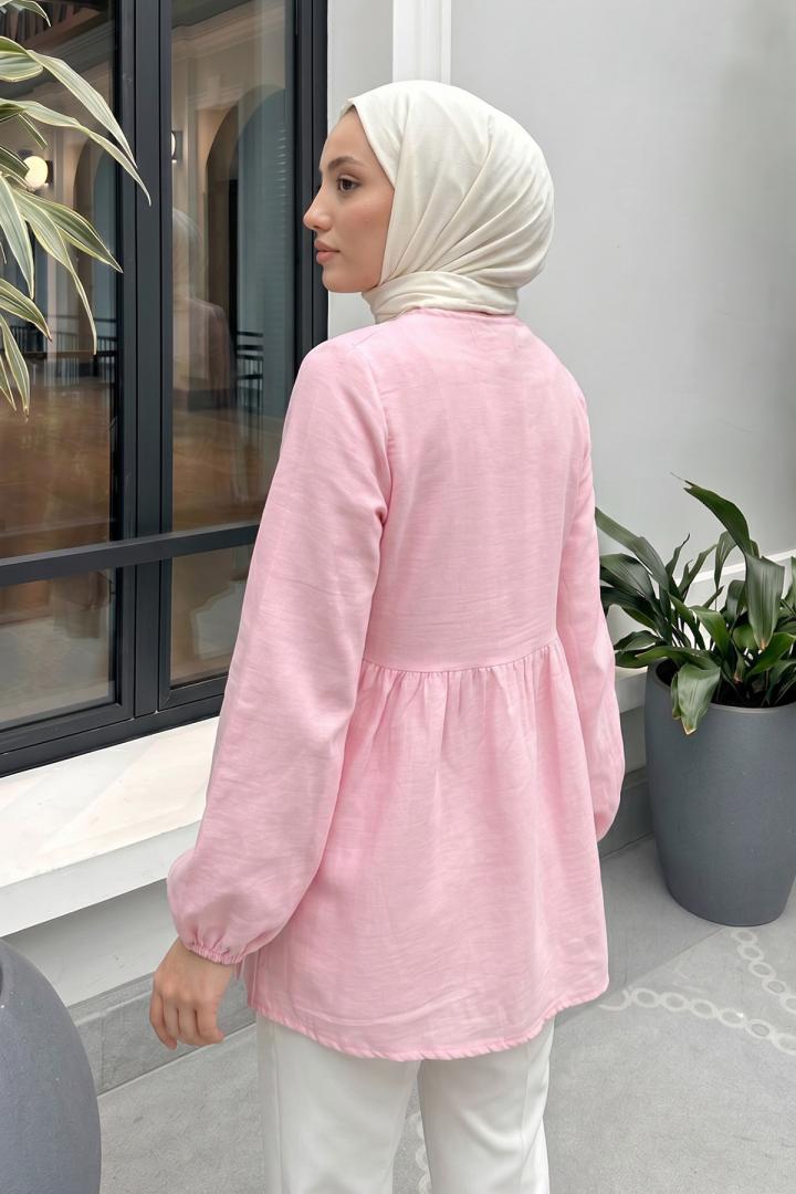 Çapraz Bağlamalı Kimono 43458 - AÇIK PEMBE | Salih Çelebi 