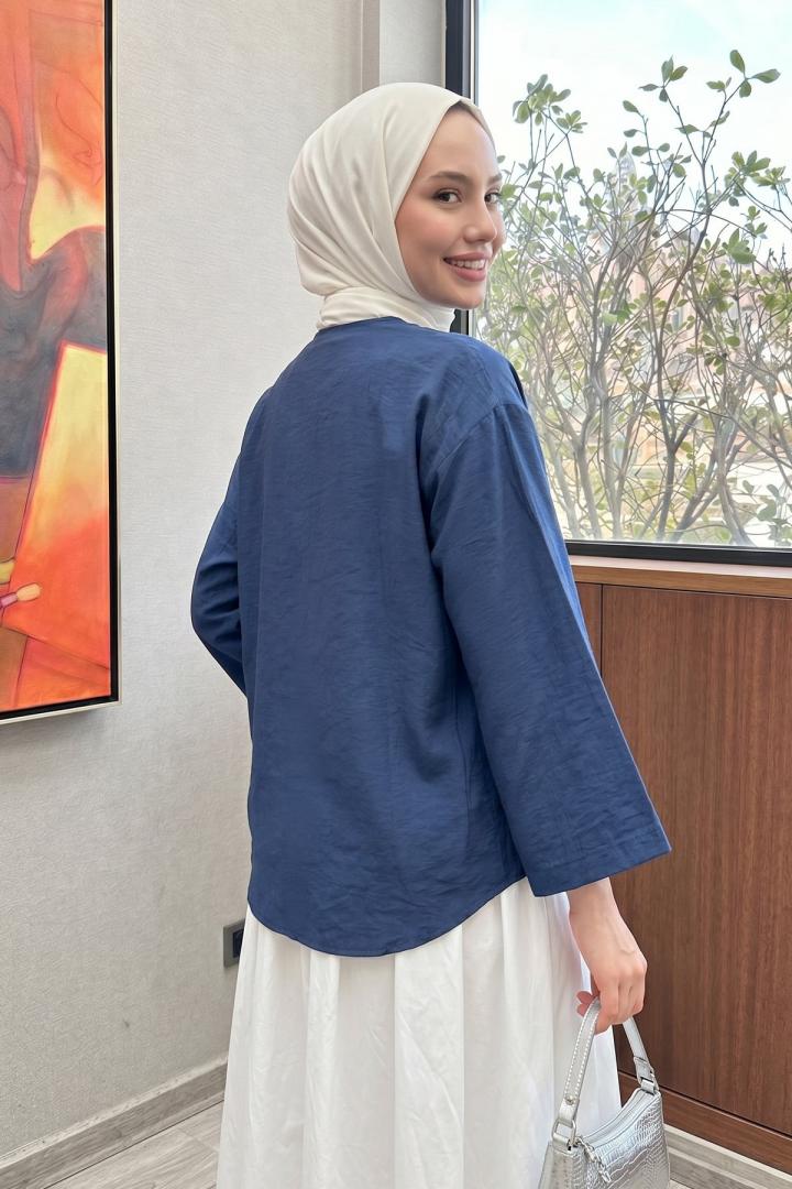 Lora Kimono 2351 - LACİVERT | Salih Çelebi 