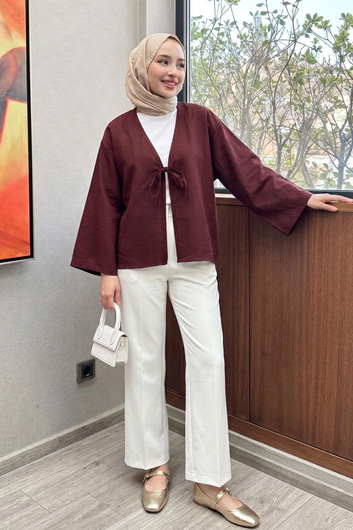 Lora Kimono 2351 - KOYU BORDO | Salih Çelebi 