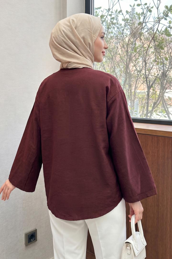 Lora Kimono 2351 - KOYU BORDO | Salih Çelebi 